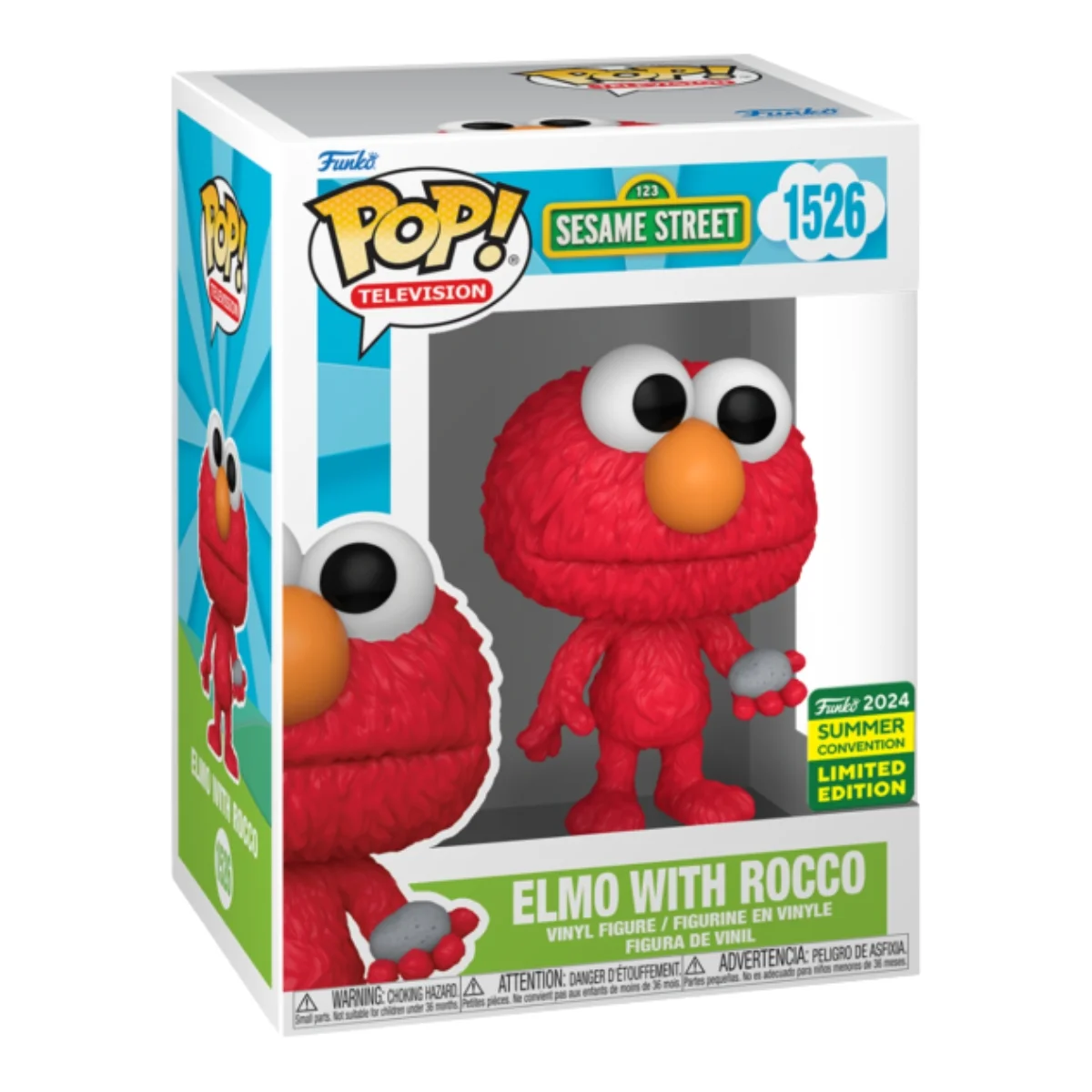 Funko Elmo with Rocco 1526 Sesame Street vista frontal Tienda de Funko Online Spain.