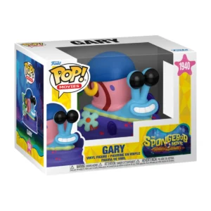 El Funko Gary 1940 SpongeBob destaca por su caparazón rosado con espirales moradas, su cuerpo azul claro y sus grandes ojos con pestañas largas