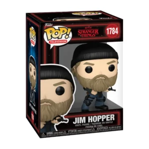 En esta imagen podemos ver el Funko Jim Hopper 1784 de Stranger Things, en esta figura destaca la pistola que lleva entre sus manos.