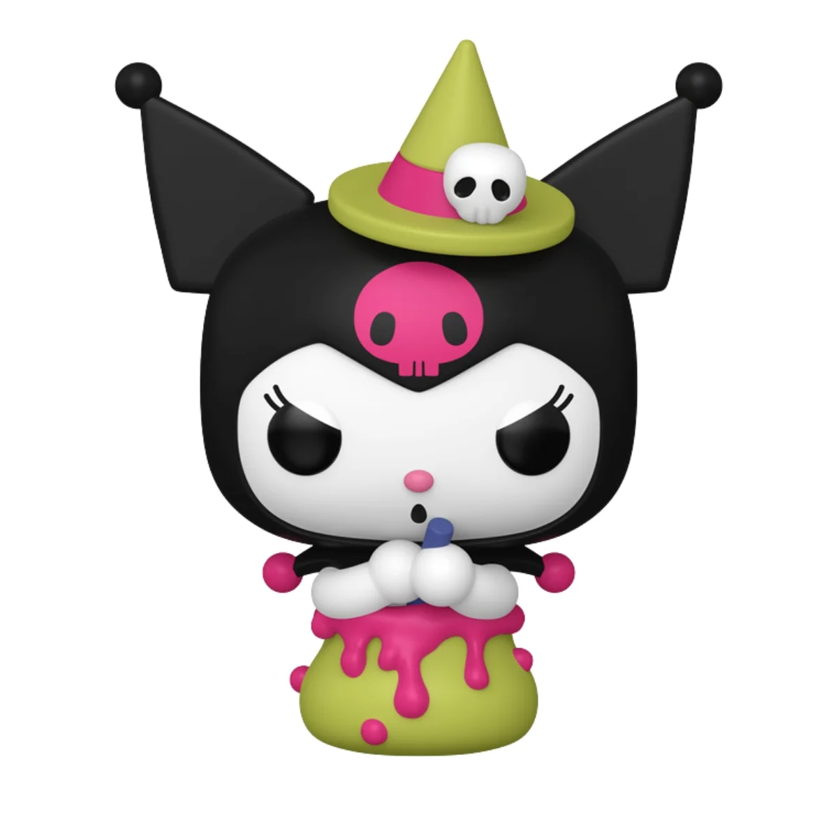 En esta imagen podemos ver el Funko Kuromi 122 NYCC 2025, en la figura destaca el sombrero que lleva decorado con calaveras.