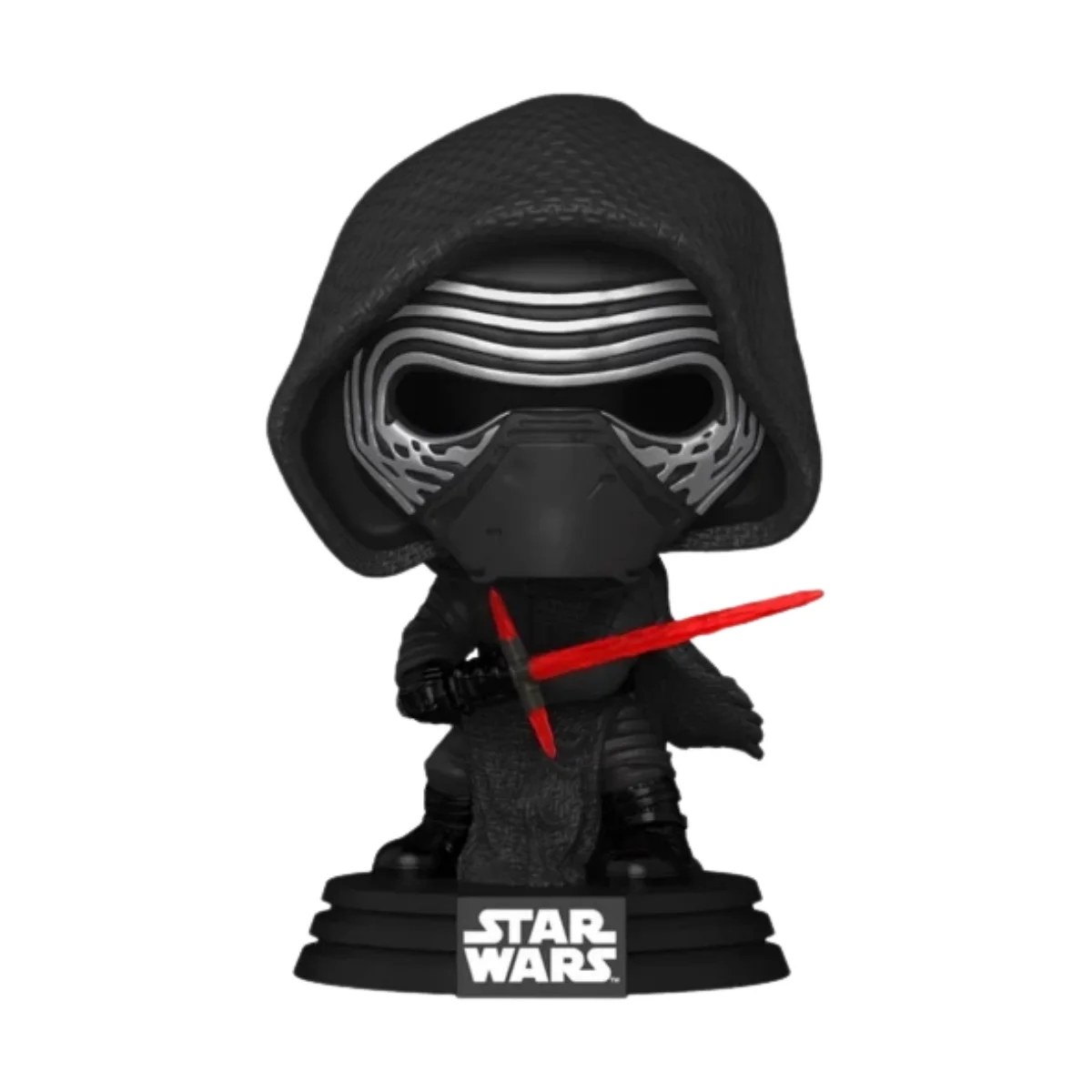 En esta imagen podemos ver a Kylo Ren 806 SE, en esta figura destaca su vestimenta de color negro y sus espadas de color roja.