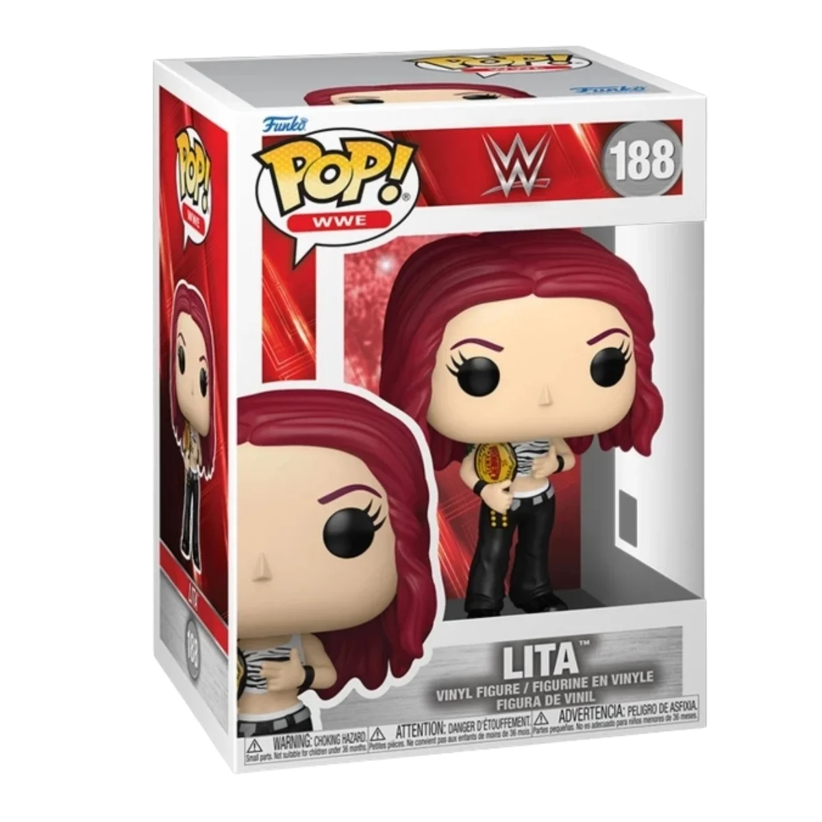 Funko Lita 188 WWE en su caja con vista lateral de la tienda de funkos online spain