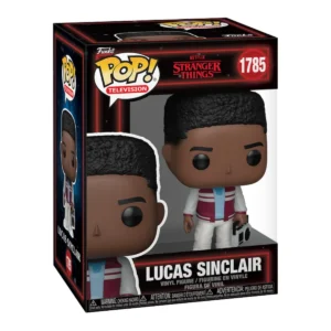 En esta imagen podemos ver el Funko Lucas Sinclair 1785 de Stranger Things, en esta figura vemos que lleva una radio en su mano.
