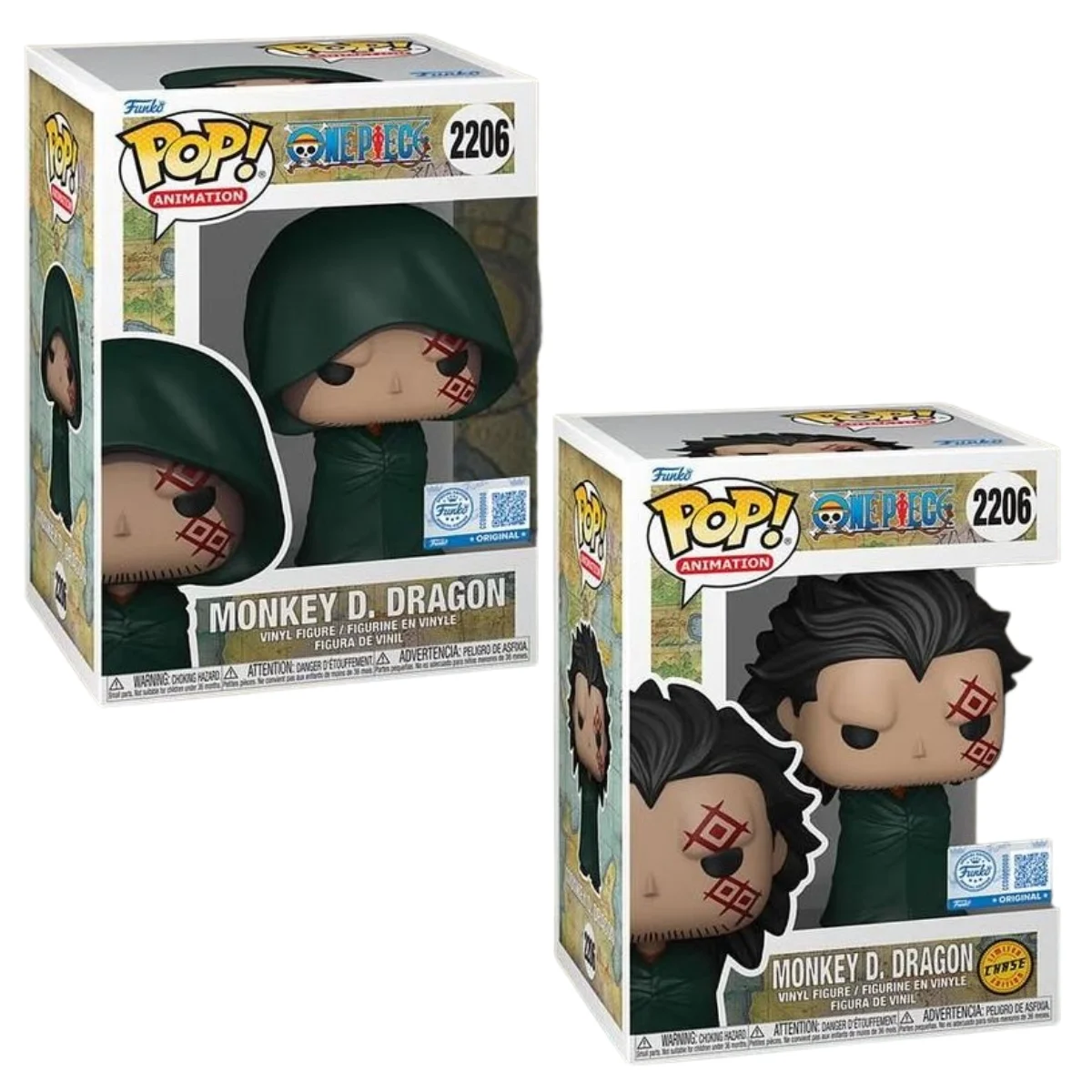 En esta imagen podemos ver el Funko Monkey D Dragon 2206 Bundle. En esta pieza destaca la capa negra que llevan.