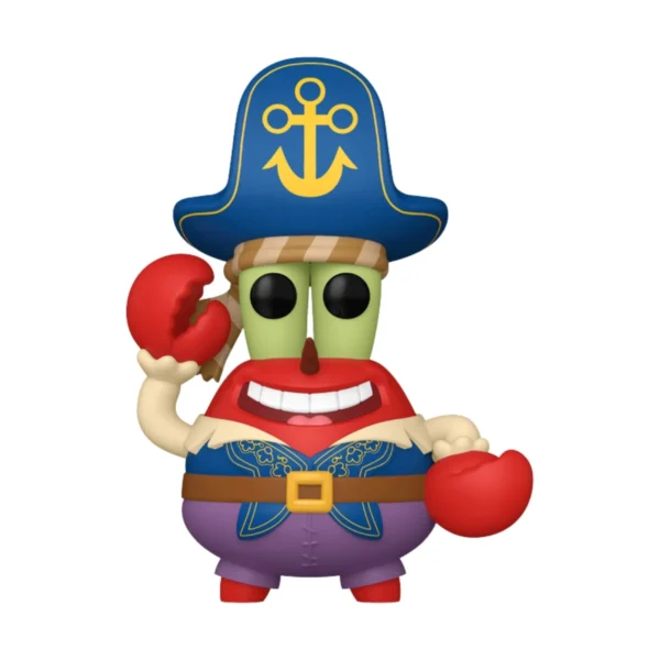 En la imagen podemos ver el Funko Mr Krabs 1942, en esta pieza destaca su vestimenta de pirata.