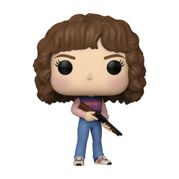 En esta imagen podemos ver el Funko Nancy Wheeler 1778 de Stranger Things, en esta figura destaca la presencia de una escopeta entre las manos de la personaje.