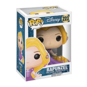 En esta imagen podemos ver el Funko Rapunzel 223 Disney, en esta figura destaca su largo cabello rubio que llega hasta el suelo.