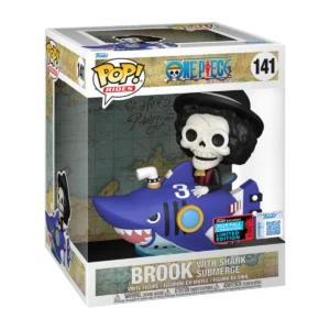 En esta imagen podemos ver el Funko Rides Brook 141 NYCC 2025 de One Piece. En la figura destaca el sombrero negro que lleva Brook.