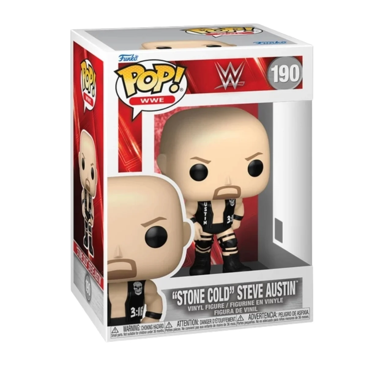 Funko Pop Steve Austin 190 WWE en su caja con vista lateral de la tienda de figuras coleccionables especializada en funko pop online spain dreamspop