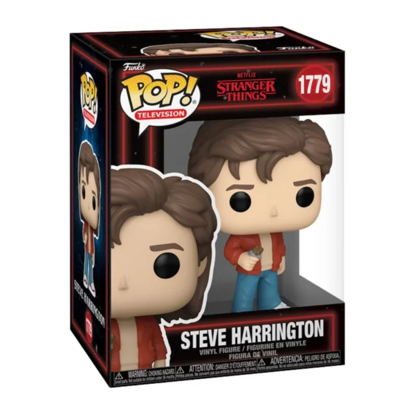 En esta imagen podemos ver el Funko Steve Harrington 1779 de Stranger Things, en esta pieza observamos su chaqueta de color marrón.