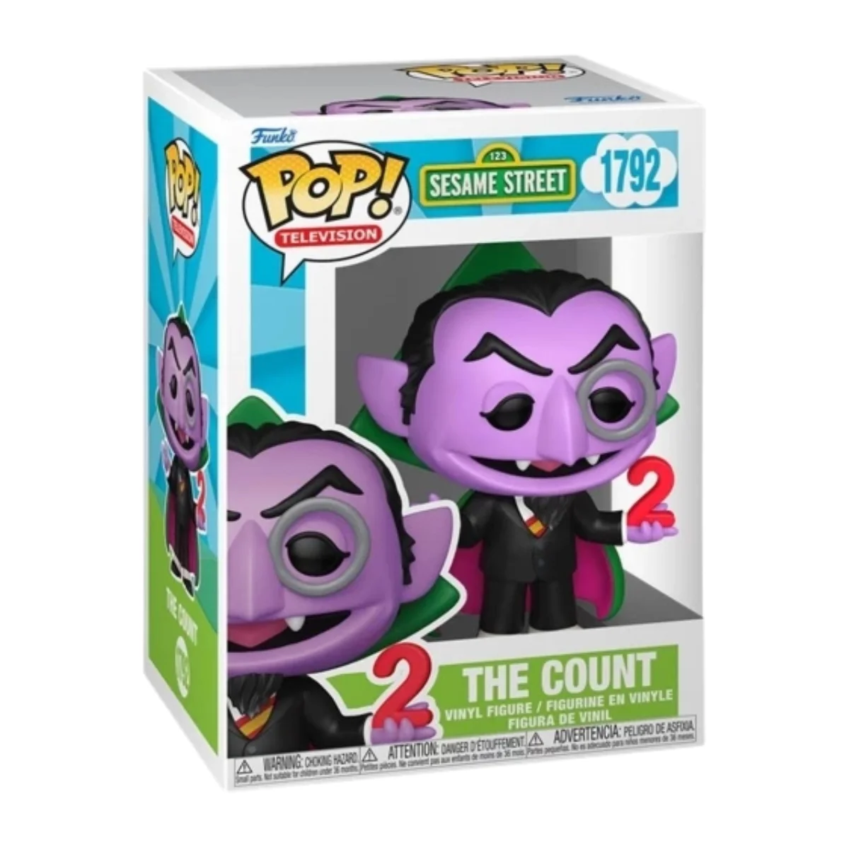 En esta imagen podemos ver el Funko The Count 1792 y en esta pieza destaca la capa de color púrpura que lleva en sus hombros.
