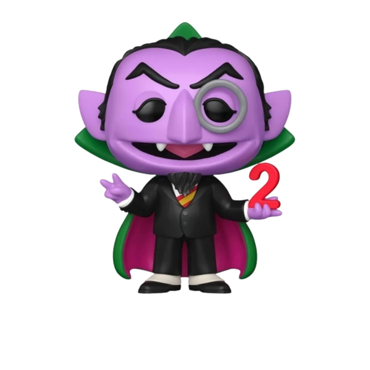 En esta imagen podemos ver el Funko The Count 1792 y en esta pieza destaca la capa de color púrpura que lleva en sus hombros.