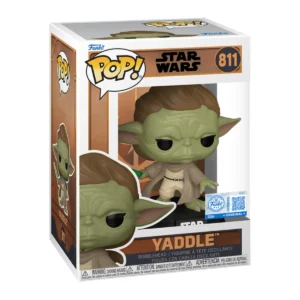 El Funko Yaddle 811 SE de Star Wars destaca por sus orejas puntiagudas, el rostro sereno y la postura equilibrada con espada en mano.