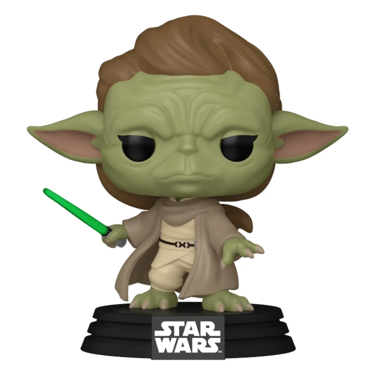 En esta imagen podemos ver el Funko Yaddle 811 SE de Star Wars, en esta figura destaca la espada galáctica que tiene en su mano.