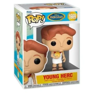 Funko Young Herc 1669 Hercules Disney en su caja con vista frontal Tienda de Funko Online Spain.