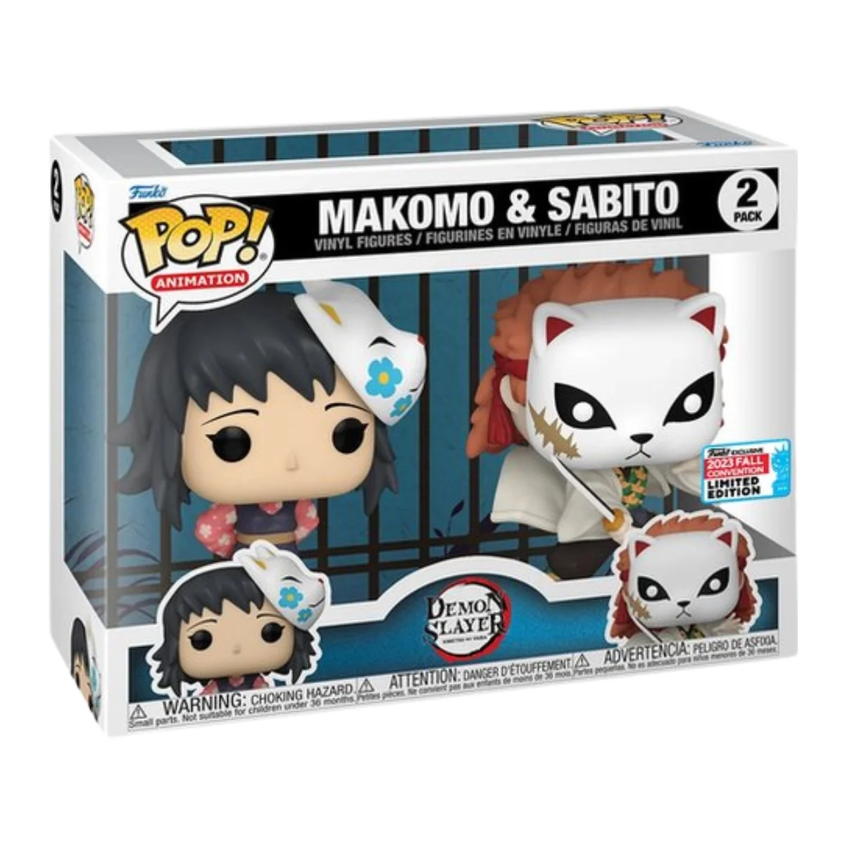 El Funko Makomo y Sabito Demon Slayer 2023 Fall Convention Exclusive vista frontal Tienda de Funkos Online Spain.