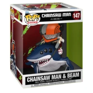 Funko Chainsaw Man & Beam 147 Chainsaw Man en su caja con vista frontal de la tienda de funkos online spain dremspop