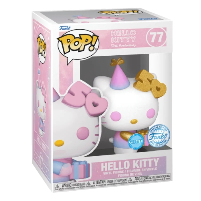 Funko Hello Kitty 77 SE Glitter en su caja con vista frontal de la tienda de funkos online spain dremspop