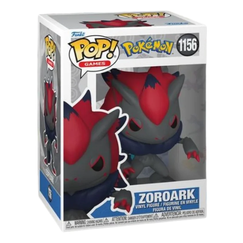Funko Zoroark 1156 Pokémon en su caja con vista lateral de la tienda de funkos online spain dreamspop