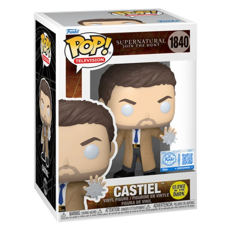 Funko Castiel 1840 SE GITD Supernatural en su caja con vista lateral de la tienda de funkos online spain dreamspop