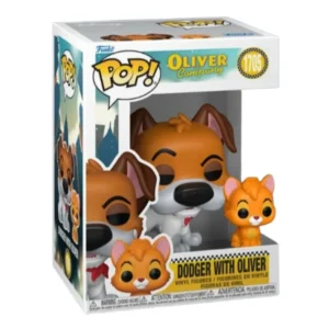 Funko Dodger With Oliver 1705 Oliver & Company en su caja con vista lateral de la tienda de funkos online spain dreamspop