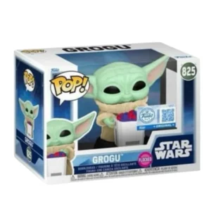 Funko Grogu 825 SE Flocked Star Wars en su caja con vista lateral de la tienda de funkos online spain dreamspop