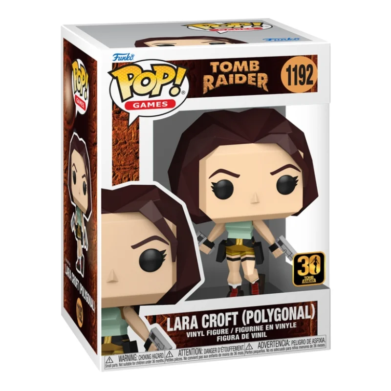 Funko Lara Croft Polygonal 1192 Tomb Raider en su caja con vista lateral de la tienda de funkos online spain dreamspop