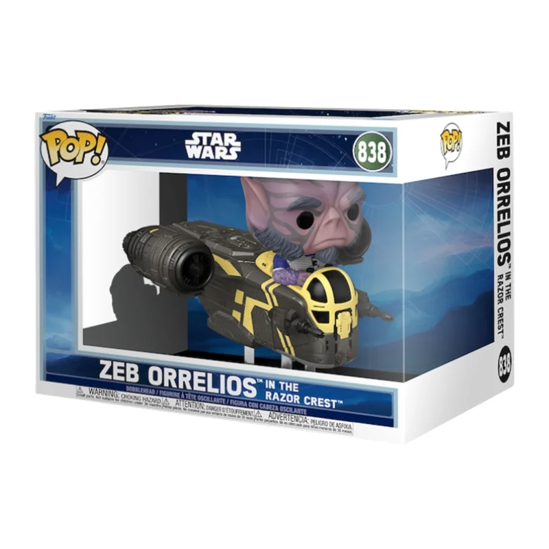 Funko Pop Rides Zeb Orrelios in the Razor Crest 838 Star Wars en su caja con vista lateral de la tienda de funkos online spain dreamspop