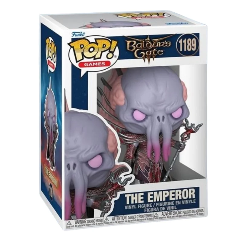 Funko Pop The Emperor 1189 Baldur’s Gate en su caja con vista lateral de la tienda de funkos online spain dreamspop