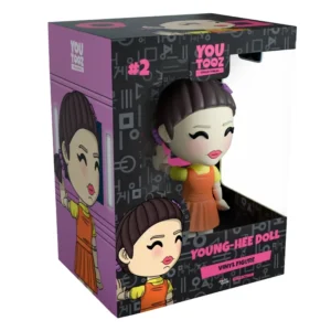 YouTooz Young-Hee Doll 2 Squid Game en su caja con vista lateral de la tienda de figuras coleccionables online spain dreamspop