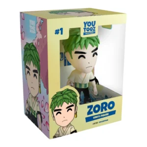 Youtooz Zoro 1 One Piece en su caja con vista lateral de la tienda de figuras coleccionables online spain dreamspop