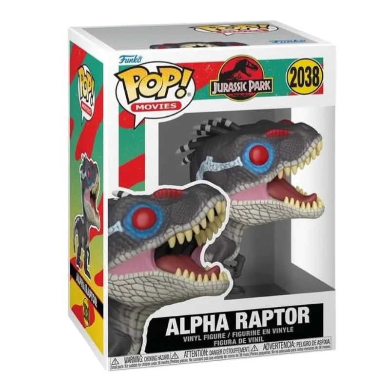 Funko Pop Alpha Raptor 2038 Jurassic Park en su caja con vista lateral de la tienda de figuras coleccionables online spain dreamspop