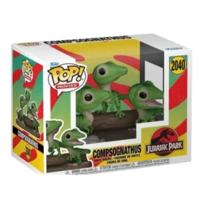 Funko Pop Compsognathus 2040 Jurassic Park en su caja con vista lateral de la tienda de figuras coleccionables online spain dreamspop