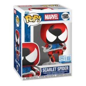 Funko Pop Scarlet Spider 1585 SE Marvel en su caja con vista lateral de la tienda de figuras coleccionables online spain dreampsop especializada en funko pop y youtooz