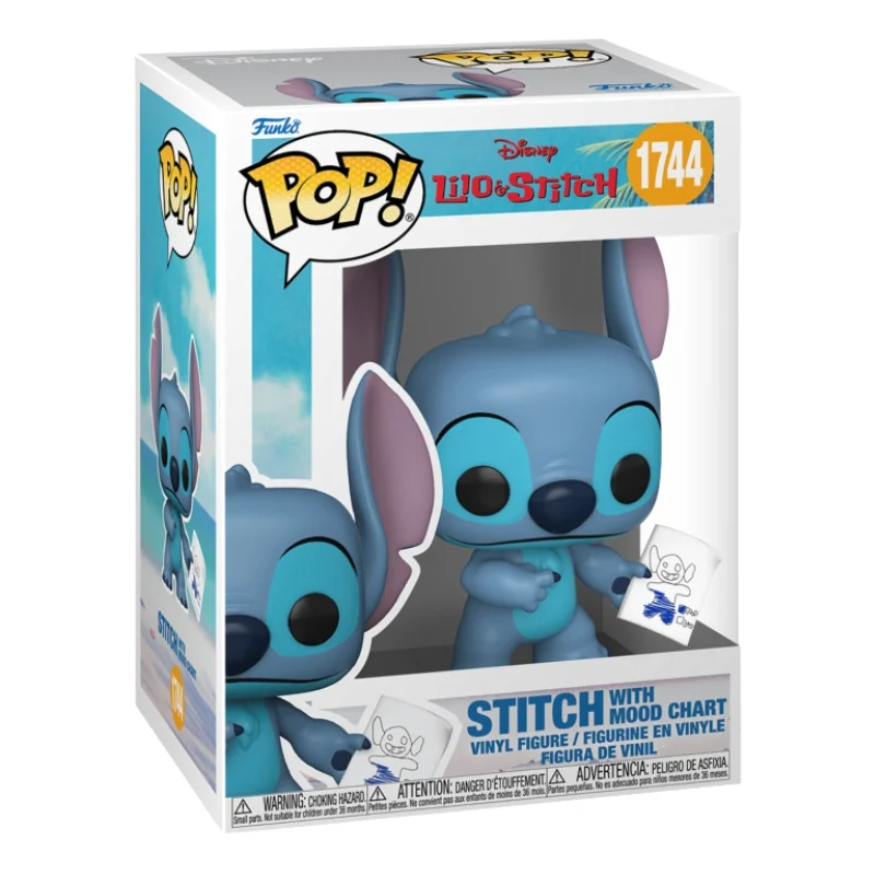 Funko Pop Stitch With Mood Chart 1744 Lilo & Stitch en su caja con vista lateral de la tienda de figuras coleccionables online spain dreamspop