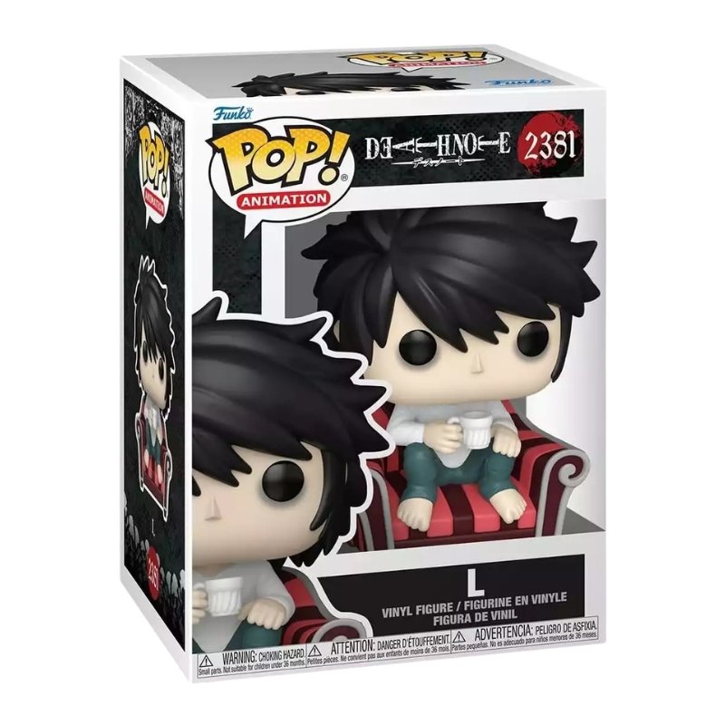 Funko Pop L 2381 Death Note en su caja original, vista lateral.