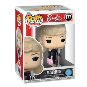 Funko Pop Barbie 177 Glitter en su caja con vista lateral de la tienda de figuras coleccionables online spain dreampsop especializada en funko pop y youtooz