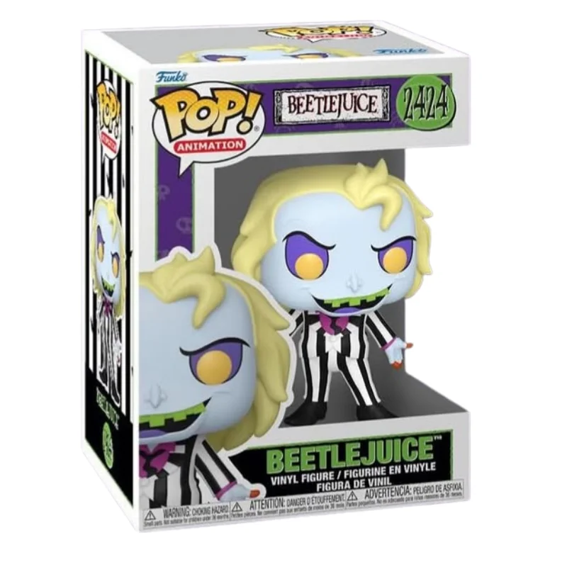 Funko Pop Beetlejuice 2424 en su caja con vista lateral de la tienda de figuras coleccionables online spain dreamspop especializada en funko pop y youtooz