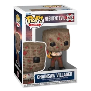 Funko Pop Chainsaw Villager 1292 Resident Evil en su caja con vista lateral de la tienda de figuras coleccionables online spain dreamspop especializada en funko pop y youtooz