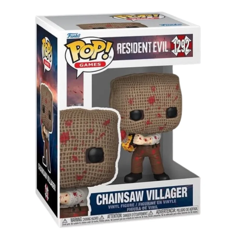 Funko Pop Chainsaw Villager 1292 Resident Evil en su caja con vista lateral de la tienda de figuras coleccionables online spain dreamspop especializada en funko pop y youtooz