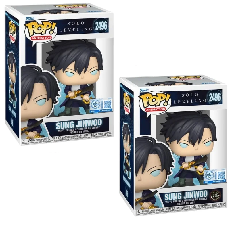 Funko Pop Sung Jinwoo 2496 SE Bundle Solo Leveling en sus cajas con vista lateral de la tienda de figuras coleccionables online spain dreamspop especializada en funko pop y youtooz