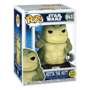 Funko Pop Rotta the Hutt 843 GITD Star Wars en su caja con vista lateral de la tienda de figuras coleccionables online spain dreamspop especializada en funko pop y youtooz