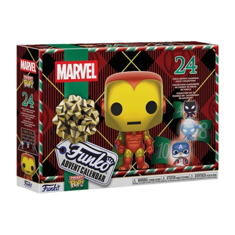 Calendario Adviento Pocket Pop Marvel en su caja con vista lateral de la tienda de figuras coleccionables online spain dreamspop especializada en funko pop y youtooz
