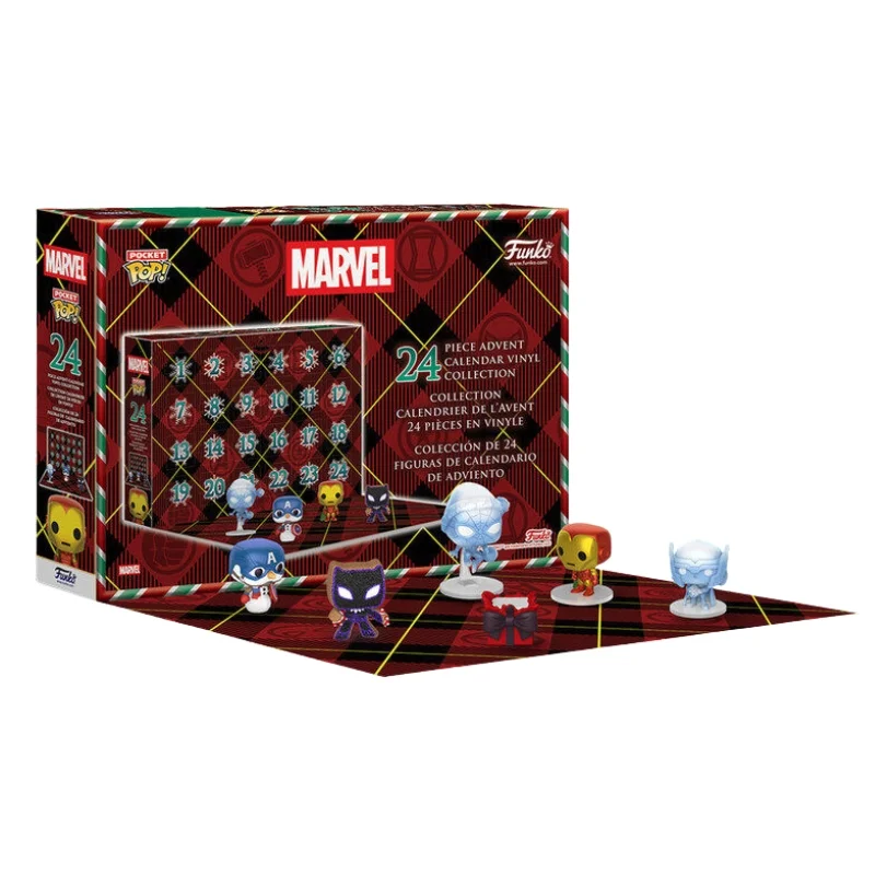 Calendario Adviento Pocket Pop Marvel fuera de caja con vista frontal de la tienda de figuras coleccionables online spain dreamspop especializada en funko pop y youtooz