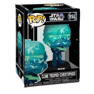 Funko Pop Clone Trooper Christophsis 858 Star Wars en su caja con vista lateral de la tienda de figuras coleccionables online spain dreamspop especializada en funko pop y youtooz