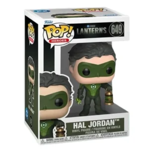 Funko Pop Hal Jordan 649 Lanterns en su caja original, vista lateral.