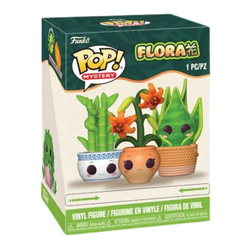 Funko Pop Mystery Flora Plants (opción chase aleatoria) en su caja original, vista lateral.
