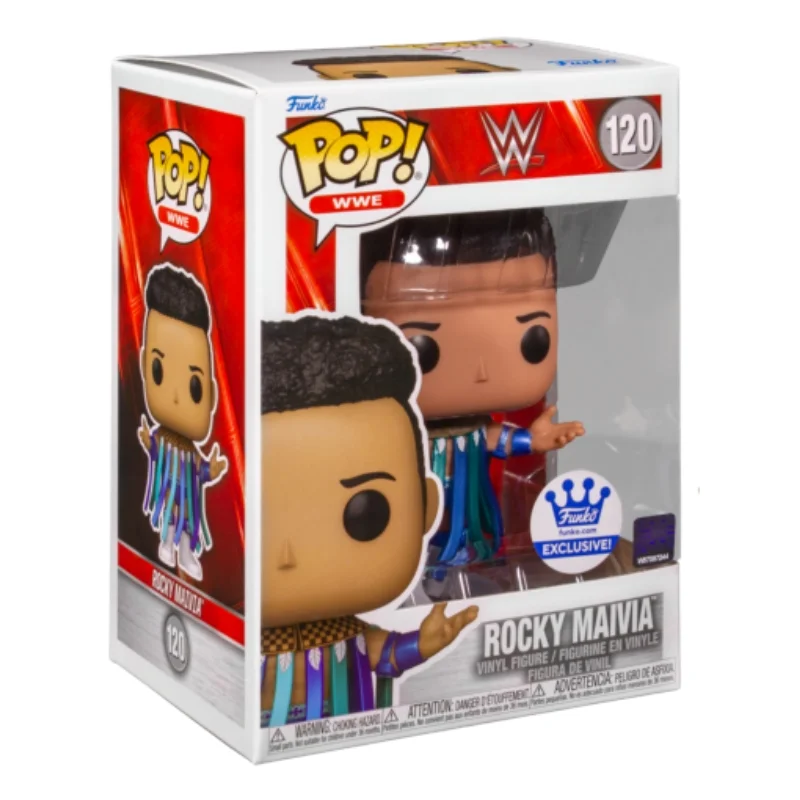 Funko Pop Rocky Maivia 120 SE WWE en su caja con vista lateral de la tienda de figuras coleccionables online spain dreamspop especializada en funko pop y youtooz