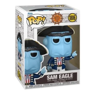 Funko Pop Sam Eagle 1806 The Muppets Treasure Island en su caja original, vista lateral.