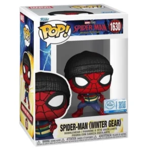 Funko Pop Spider-Man (Winter Gear) 1630 SE Spider Man Marvel en su caja original, vista lateral.
